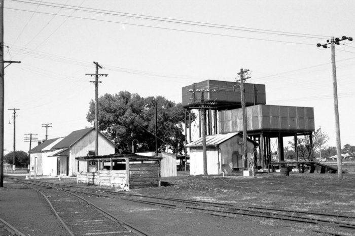 The view looking across towards the two elevated water tanks.