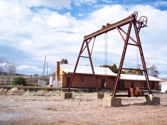 The gantry crane sits opposite the station building.