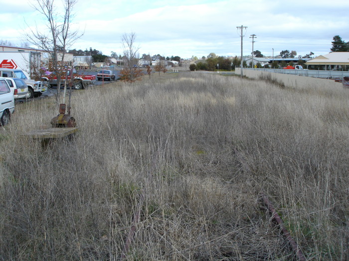 The view looking south towards the crossing.  The points lever controlled the nearby BP Siding.