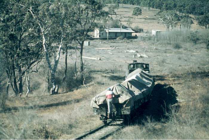 A loaded train with wagons containing bagged cement heads to the exchange sidings next to Portland station. The full wagons are left there and empties taken to the factory.