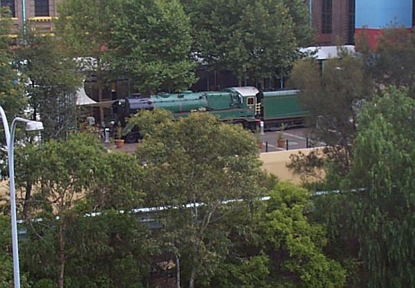 
Preserved steam loco 3830 stands on display on the original siding.
