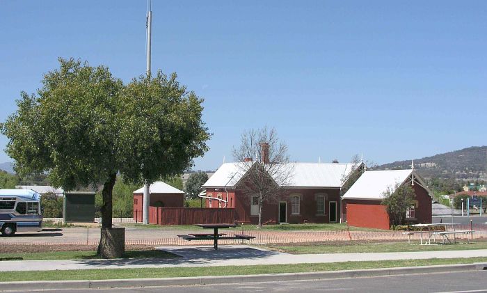 
The road-side view of the station building.
