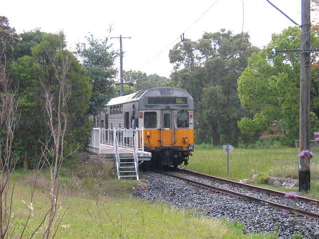 
The northern end of the relocated Rydalmere station.  Note the use of wooden
supports for the overhead.
