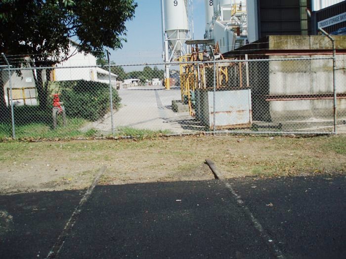 The view looking west where the siding crosses Shirley Street.