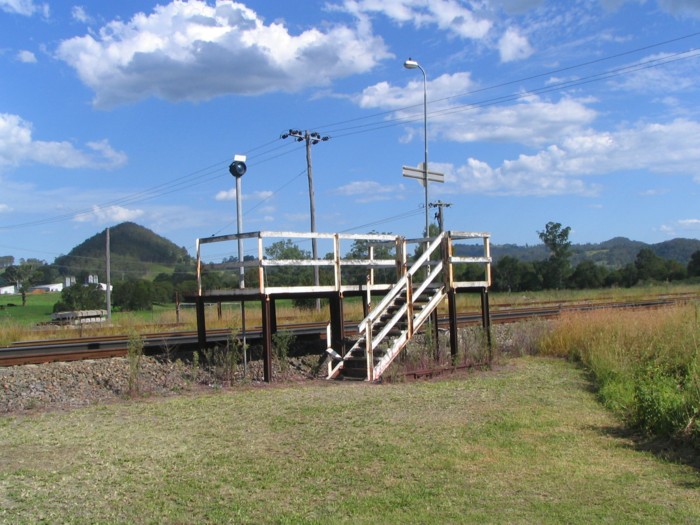 The dilapidated platform from the access road.