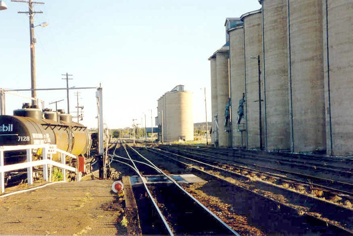 The view looking across at the silos and the oil dock.