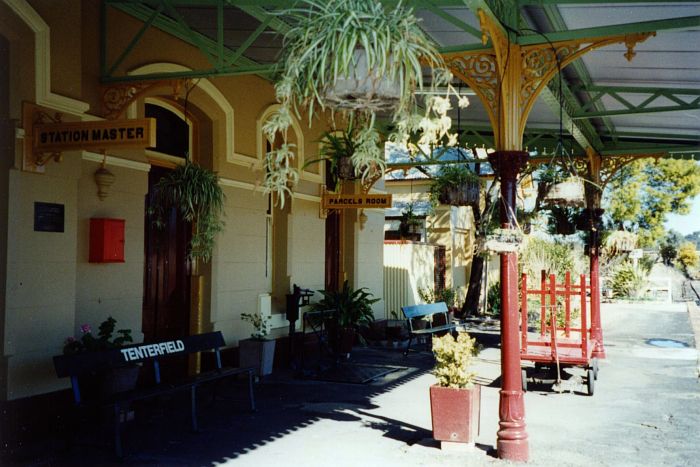 
A baggage cart on display at the railway museum.
