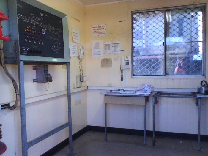 The interior of the staff hut.