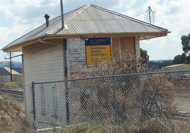 The current view of the West Box, with a somewhat ironic sign.