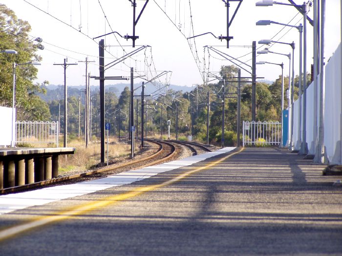 The view looking south on platform 2.  A short siding once extended off the right hand side of the track.