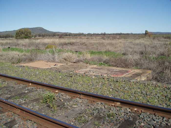 The concrete pad showing where the staff hut used to be on the down side of the Main Line.