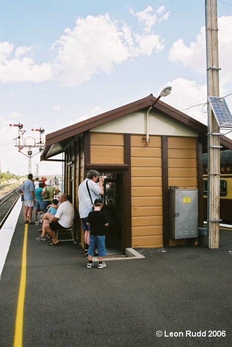 Looking south at the signal box located on the southern end of Werris Creek platform.