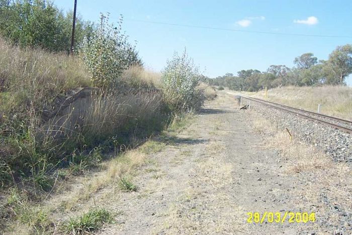 
The goods loading bank, no longer served by track.  The one-time station
was directly opposite.
