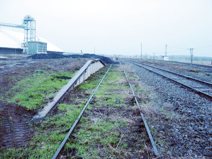 Th view looking south along the stock siding. The station was, unusually, an island platform. It was located in the gap between the right-most tracks.