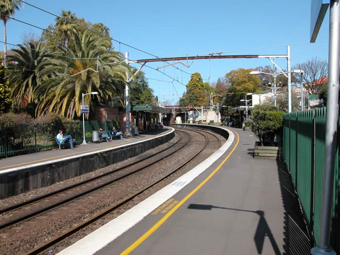 The view looking south across to platform 1.