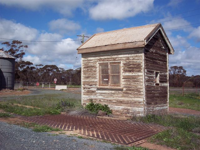 The disused weighbridge in the old goods yard.