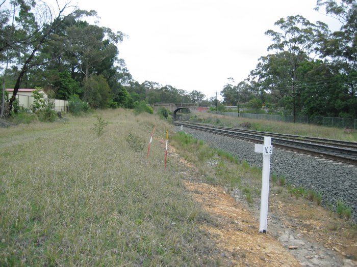 The view looking down the line past the site of the station.