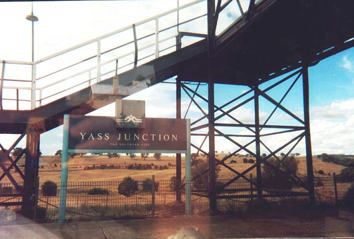 
A different view of Yass Junction, taken from the inside of a train.
