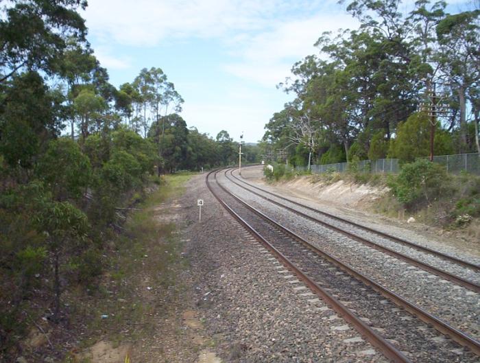 
Recent maintenance work has removed the ground-frame and the remains of the
up goods and refuge sidings which it once controlled.
