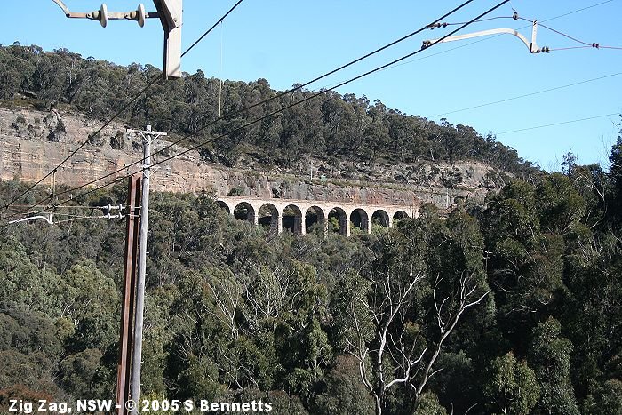 The view looking up to the top and middle roads of the zig zag.